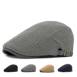 Autumn Flat Peaked Cap For Men Solid Knit Beret Hat Women Retro Newsboy Ivy Herringbone Beret Cabbie Forward Hat Adjustable
