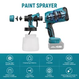 1000ML Cordless Electric Spray Gun For Makita 18V BL1830 Battery HVLP Paint Sprayer For Furniture Cabinets Walls Fence Door