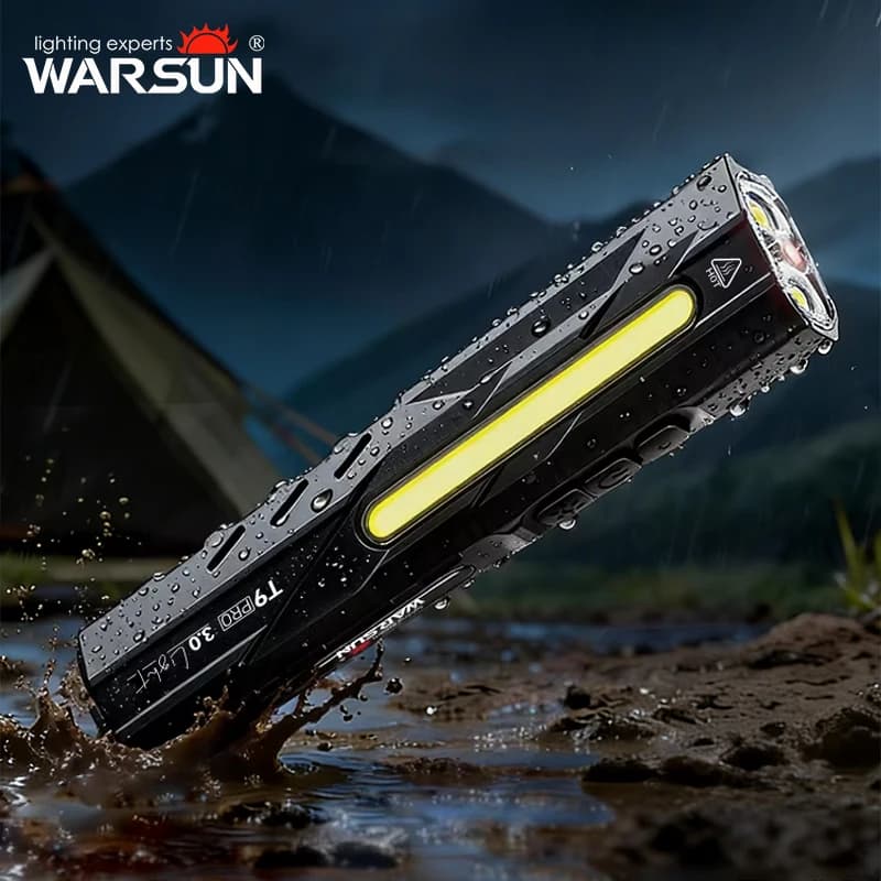 Warsun T9PRO LED Keychain Flashlight 1500Lm Portable Mini Torch Light with Magnet Pocket Lantern Flood Work Light