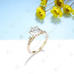 Kuololit 1.2ct Round Moissanite Rings for Women Solid 14K 10K Sliver Yellow Gold for Anniversary Wedding Engagement Christmas