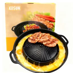 KOSUN Grill Pan Non-stick Barbecue Tray Egg Cheese Round Divider Grilling Plate Meat Steak Cooker for Gas and Induction Stove
