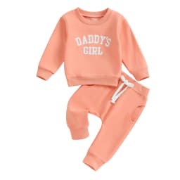 Winter Fall Casual New Baby Girls Outfits Clothes Fashion Letters Print Long Sleeve Sweatshirt Tops Elastic Waist Pants Outfits