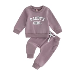 Winter Fall Casual New Baby Girls Outfits Clothes Fashion Letters Print Long Sleeve Sweatshirt Tops Elastic Waist Pants Outfits
