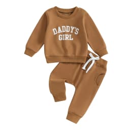 Winter Fall Casual New Baby Girls Outfits Clothes Fashion Letters Print Long Sleeve Sweatshirt Tops Elastic Waist Pants Outfits