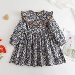 2-6 Year Old Girls' Casual Clothes Autumn New Item Lapel Long Sleeved Floral Dress Sweet and Lovely Countryside Style