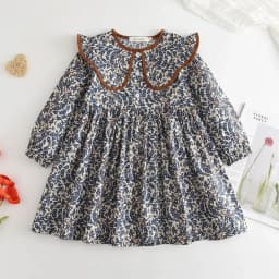 2-6 Year Old Girls' Casual Clothes Autumn New Item Lapel Long Sleeved Floral Dress Sweet and Lovely Countryside Style