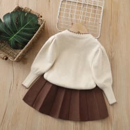 LILIIGIRL New Autumn Kids Sweater Set 2-6T Sweet Butterfly Girls Cardigan + Brown Skirt Korean Version Children Knitted Outfit