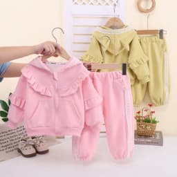 Baby Cute Casual Suits Children Comfortable Hooded Coat+Pants 2Pc Outfits Girls Spring Autumn Outdoor Versatile Daily Clothes