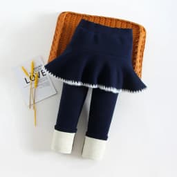 2024 New Winter Girls Skirt Pants Girls Plus Velvet Thicker Pant Two False Skirt-pants Children's Velvet Leggings Girls Bootcut