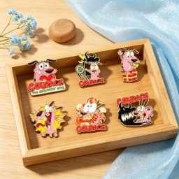 6pcs Anime Cowardly Enamel Pins Metal Lapel Brooch Badges for Backpacks Fashion Jewelry Accessory Gifts