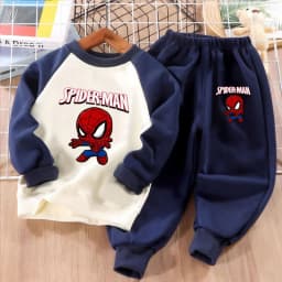 New Fashion Cartoon Print Boys Spliced Sweatshirts Two Piece Sets Kids O Neck Hoodies and Long Pant 2pcs Sets Kids Sport Clothes