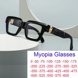 Fashion Large Frame Jelly Myopia Glasses Women 2025 Luxury Brand Square Black Glasses Ink Color Anti Blue Light Eyeglasses -2 -5