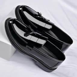Patent Leather Mens Loafers Fashion Men‘s Casual Shoes Black Business Shoes Office Work Shoes Party Wedding Formal Dress Shoes