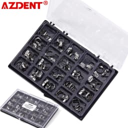 AZDENT 80 Pcs/Box Stainless Steel Dental Orthodontic Bands with Buccal Tube First Molar Roth/MBT 022" 16#-35# Buccal Tubes