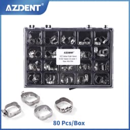 AZDENT 80 Pcs/Box Stainless Steel Dental Orthodontic Bands with Buccal Tube First Molar Roth/MBT 022" 16#-35# Buccal Tubes
