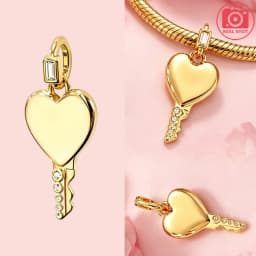925 Silver Golden Zircon Love Rose Heart Letter Love Key Floral Charms Beads Fit Bracelet Pendant DIY Jewelry for Women Gift