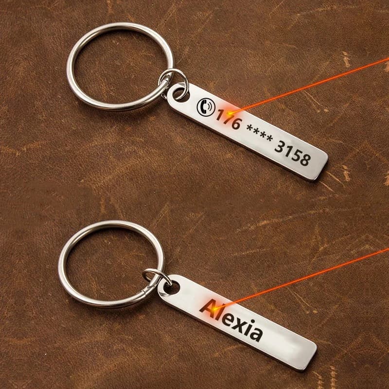 Stainless Steel Anti-lost  Customized Phone Number Key Chain for Women Men Personalized Laser Engraved Names  Bar Key Ring