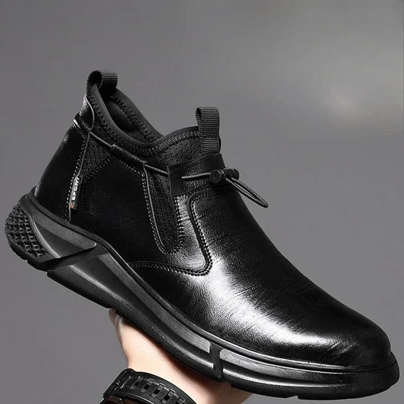 Black Leather Men Waterproof Shoes Work Safety Shoes Steel Toe Men Sneakers Wear-resistant Indestructible Construction Man Boot