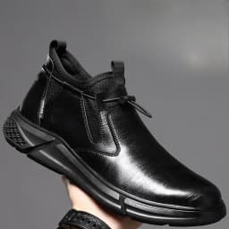 Black Leather Men Waterproof Shoes Work Safety Shoes Steel Toe Men Sneakers Wear-resistant Indestructible Construction Man Boot