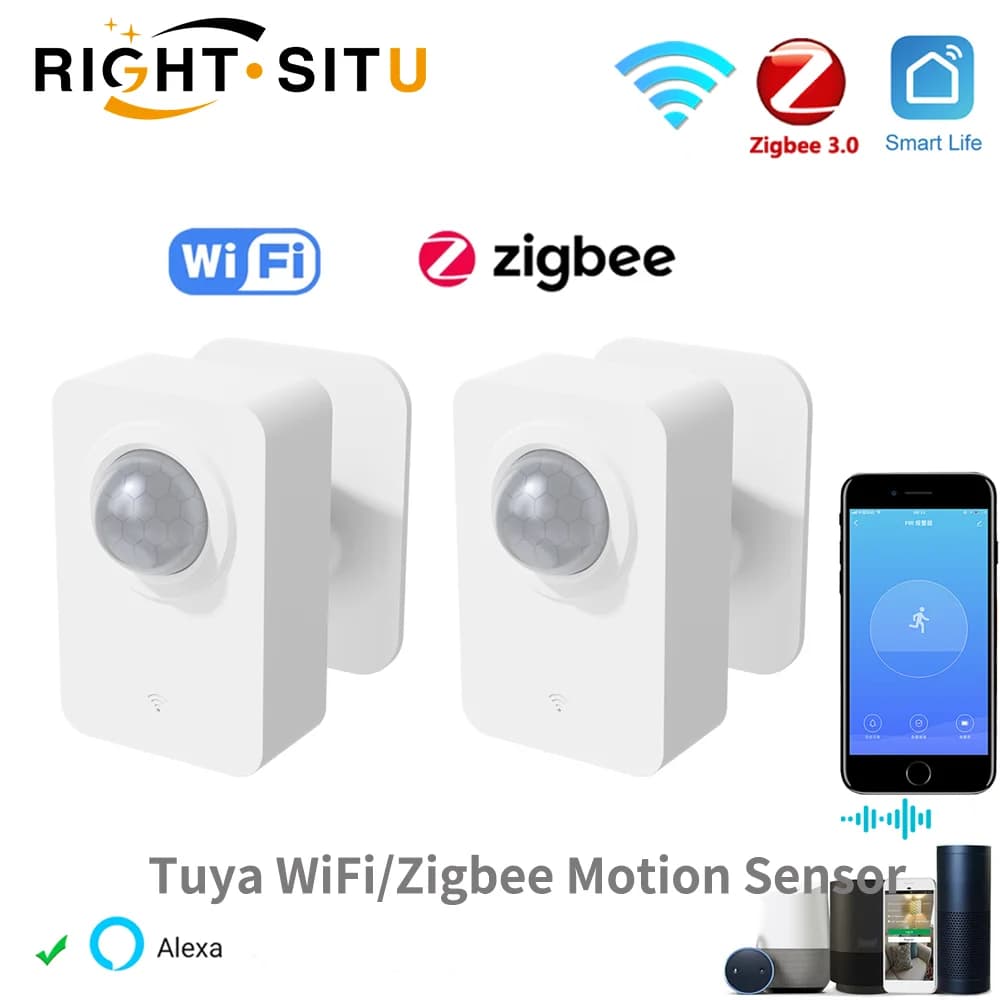 Tuya WiFi Zigbee PIR Motion Sensor Smart Home Human Body Infrared Detector Security Smart Life Works With Alexa Google Home