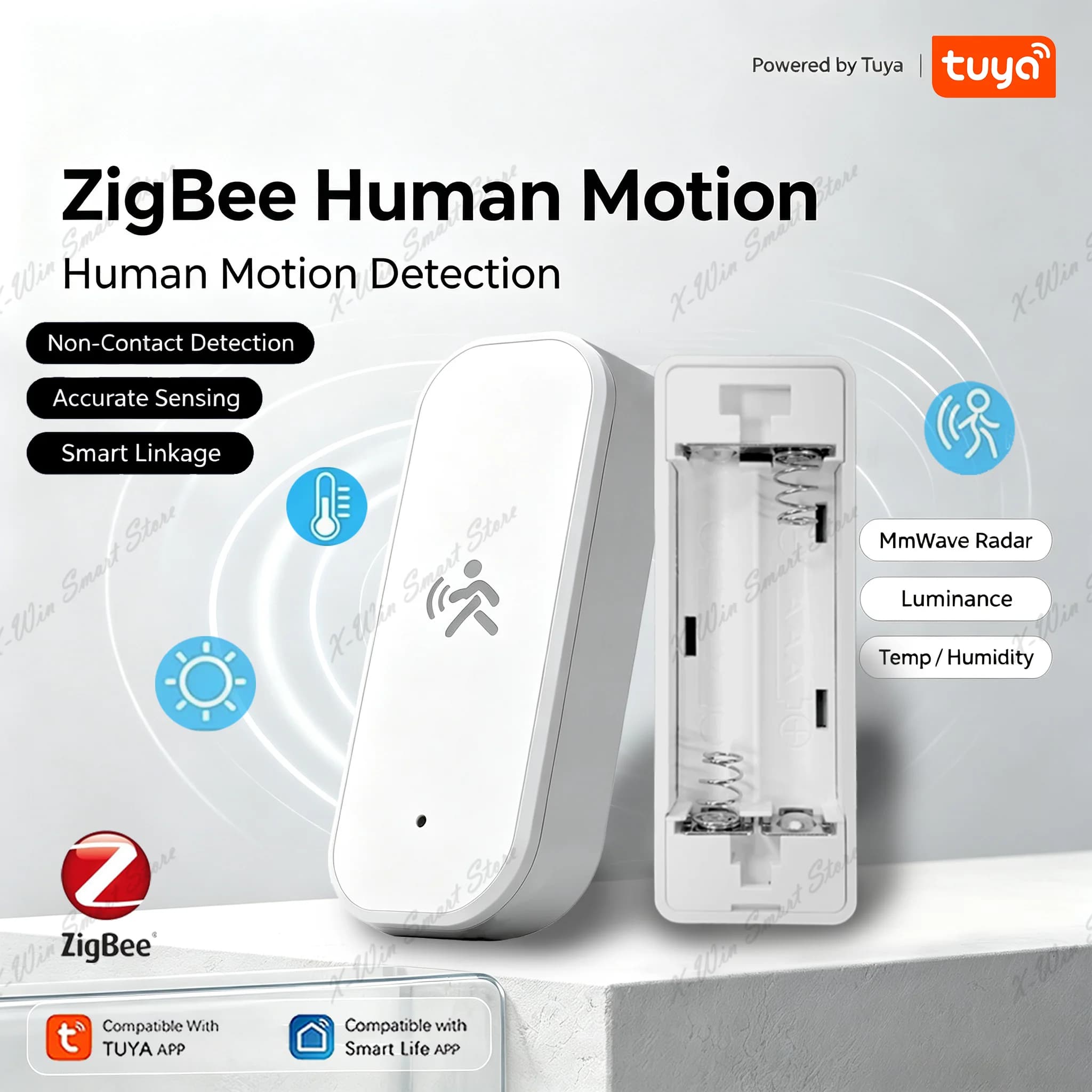 Tuya Zigbee Human Motion Sensor 4-in-1 Detector with Luminance Temperature Humidity Sensor 10G MmWave Radar Smart Life APP