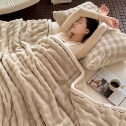 Ultra Soft Imitation Rabbit Fur Throw Blanket Autumn Warm Bubble Fleece Blanket for Bed Sofa Travel Single Double Plush Plaid
