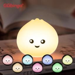 GGbingo Sleeping Light Rechargeable Steamed Bun Night Light Silicone Cute Eye-Protective Lamp Light for Bedroom Ambient Light