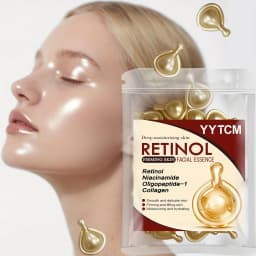 Retinol Firming Facial Moisturizing Essence Capsules, Retinol Facial Essence, Contains Hydrolyzed Collagen, Niacinamide, Deep Moisturizing (0.5Gx30 Capsules)/Bag-1 Bag