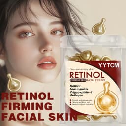 Retinol Firming Facial Moisturizing Essence Capsules, Retinol Facial Essence, Contains Hydrolyzed Collagen, Niacinamide, Deep Moisturizing (0.5Gx30 Capsules)/Bag-1 Bag