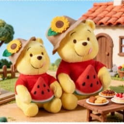 Watermelon Holding Winnie Bear Plush Toy Kawaii Cartoon Bear Stuffed Pillow Home Decoration  Pillow Sofa Cushion Birthday Gift