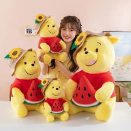 Watermelon Holding Winnie Bear Plush Toy Kawaii Cartoon Bear Stuffed Pillow Home Decoration  Pillow Sofa Cushion Birthday Gift