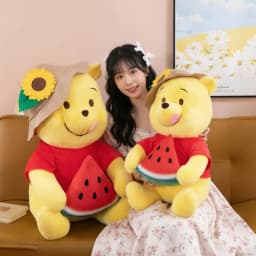 Watermelon Holding Winnie Bear Plush Toy Kawaii Cartoon Bear Stuffed Pillow Home Decoration  Pillow Sofa Cushion Birthday Gift