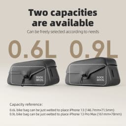 ROCKBROS Cycling Bag 0.6L Or 0.9L Magnetic Waterproof Road Bike Bag Front Beam Tube Bag Riding Bicycle Bag Accessories