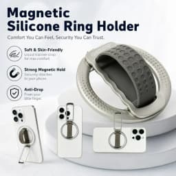 Magnetic Finger Ring Phone Holder Magsafe Silicone Strap Portable Stand for IPhone 17 16 15 Pro Max Plus Samsung Xiaomi