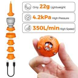 22g Mini Air Pump for Sleeping Pad & Inflatables, 4.2kPa 350L/min High Speed, USB-C Powered Air Mattress Pump for Swimming Rings
