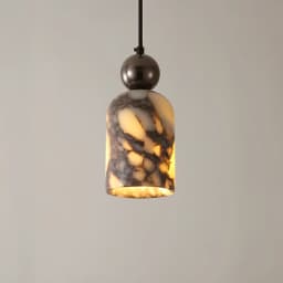 Luxury Black Metal Natural Marble Pendant Light Fixture E27 Mini Hanging Lamp for Bedroom Bedside Dining Room Decor
