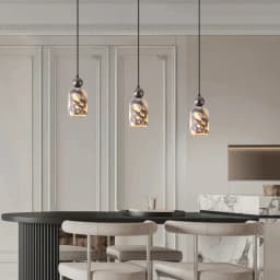 Luxury Black Metal Natural Marble Pendant Light Fixture E27 Mini Hanging Lamp for Bedroom Bedside Dining Room Decor