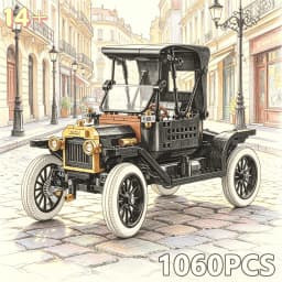 1060PCS Retro Classic Early Ford Vehicle Building Blocks Set T Model Car DIY Assembly Ornament Festival Gift For Collectors Toys