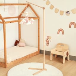 Wooden Mobile Bracket 0-12 Months Toy Crib Bell Floor Stand Newborn Crib Bell Hanging Stand Baby Crib Bell Stand Baby Rattle Toy