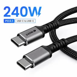 240W USB C to USB C Cable, PD3.1 Fast Charging Type C Cable Nylon Braided for MacBook Pro Air iPad Pro Laptop