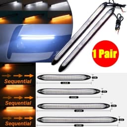 2Pcs/set Universal Car DRL LED Daytime Running Lights Waterproof Headlight Strip White/RGB Sequential Flow Turn Signal Light