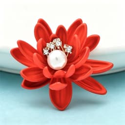 Wuli&baby Red Soft-paint Lotus Flowers Brooches Pins For Women Unisex Pretty New Year Christmas Brooch Gifts