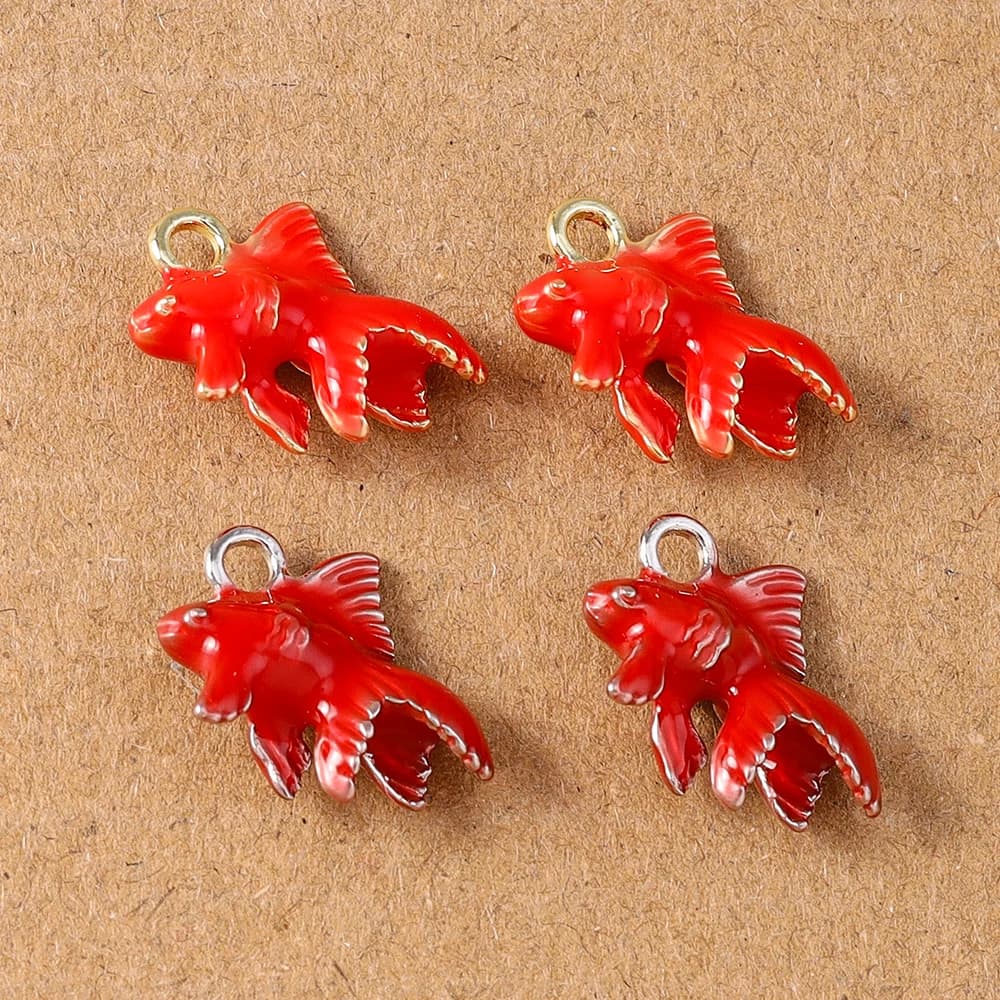 5pcs Cute Enamel Fish Charms Goldfish Pendants for Necklace Earrings Bracelet DIY Jewelry Making Accessories Supplies