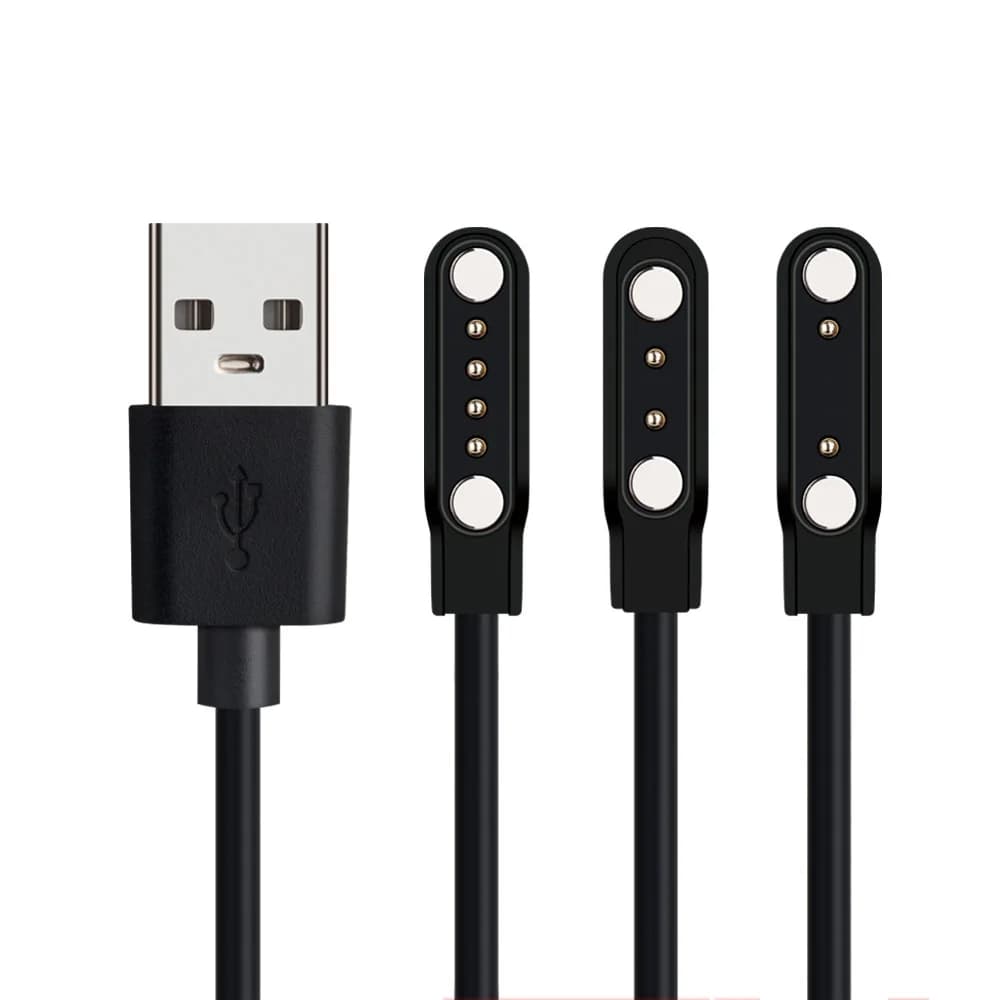 Universal 2Pin 4mm 7.62mm 4Pin Strong Magnetic Charge Cable USB Charging Line Cord Black White for Smart Watches