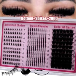 200D-60D 4 IN 1 Lash Clusters Long 6-20mm Lash Spikes Lower Eyelashes Reusable Bottom DIY Spiky Lash Extension Manga Clusters