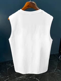 100% Pure Cotton Men's Summer Fashion Leisure Sports Fitness Loose Cartoon Print Breathable Round Neck Sleeveless Vest