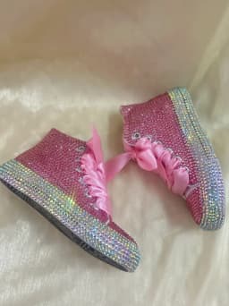 Dollbling Shinny Sparkly Crystal Rhinestone Red Christmas Canvas Shoes Wedding Bridal Flower Girl First Communion Sneakers