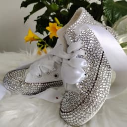 Dollbling Shinny Sparkly Crystal Rhinestone Red Christmas Canvas Shoes Wedding Bridal Flower Girl First Communion Sneakers