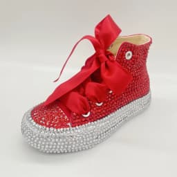 Dollbling Shinny Sparkly Crystal Rhinestone Red Christmas Canvas Shoes Wedding Bridal Flower Girl First Communion Sneakers