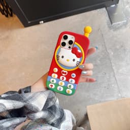 Phone Case for iPhone 17 Pro Max 16 15 14 13 Pro 12 Pro Max 3D Cartoon Hello Kitty Retro Phone Stereoscopic Soft Silicone Cover